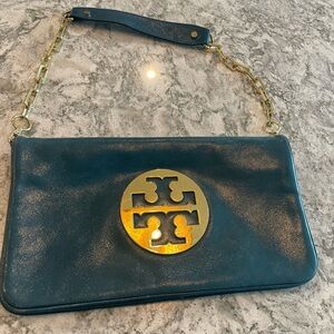 Tory Burch bombe Reva clutch leather gold chain
